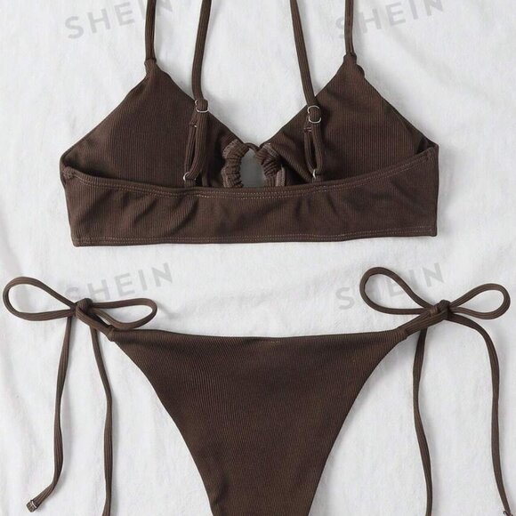Swim Ruched Knot Tie Side Bikini Swimsuit - Picture 2 of 3